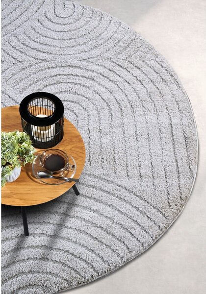 Covor gri deschis rotund ø 160 cm Panglao New York Light Grey – Elle Decoration