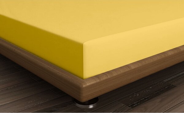 Cearceaf galben din bumbac cu elastic 140x200 cm – Mijolnir