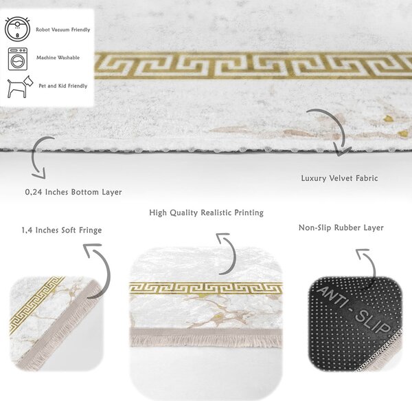 Covor alb-auriu de tip traversă 80x200 cm – Mila Home