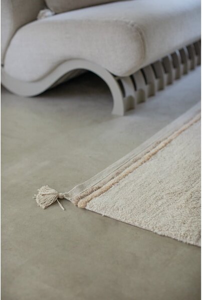Covor crem lavabil/țesut manual din bumbac 120x160 cm Bloom Natural – Lorena Canals