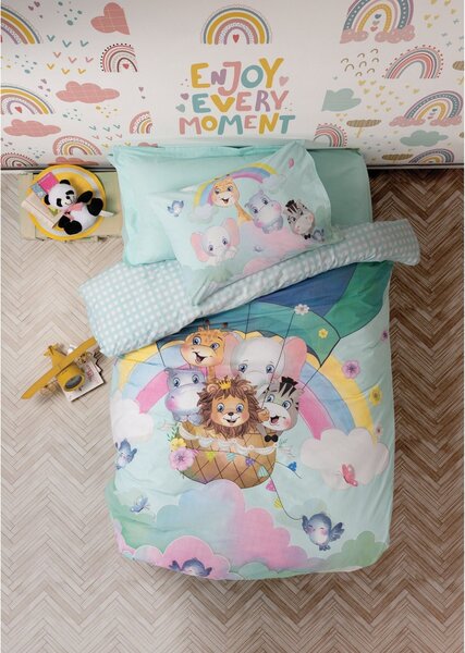 Set lenjerie pat pentru copii CUTE ANIMALS, bumbac, multicolor, 160x24