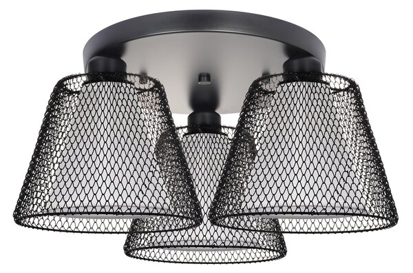 Plafoniera Rotunda Klausen Novos PL3 R Negru 46x21cm 3xE27 Corp Iluminat Modern Textil Metal Design Elegant pentru Living Dormitor Interior LED