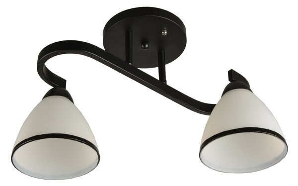 Candelabru Klausen Proton PL2 2xE27, Design Clasic Metal Negru si Sticla Alb Mat, 42x18x26 cm, Lustra Eleganta pentru Living, Dormitor sau Hol