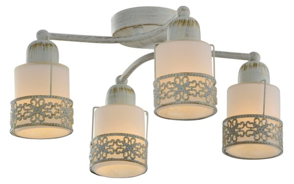 Lustra Romantik PL4 Klausen 37x37x17 cm corp iluminat tavan clasic metal auriu sticla alba 4xE14 design elegant pentru living dormitor interior