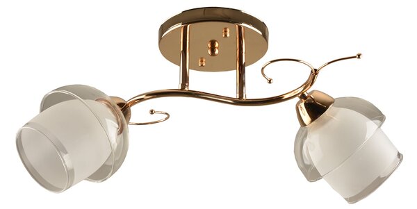 Candelabru Klausen Rosy PL2 Floral Chic 46x20x24 cm, 2x E27, Corp Iluminat Interior Metal Sticla Alb Auriu Elegant pentru Dormitor Living Dining