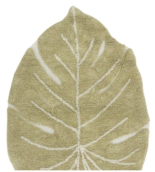 Covor pentru copii kaki lavabil/țesut manual din bumbac 75x100 cm Mini Monstera Olive – Lorena Canals