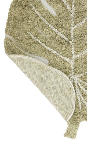 Covor pentru copii kaki lavabil/țesut manual din bumbac 75x100 cm Mini Monstera Olive – Lorena Canals