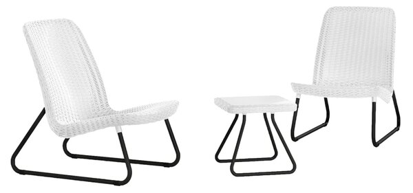 Keter Set mobilier de exterior Rio, 3 piese, alb, 218155 218155