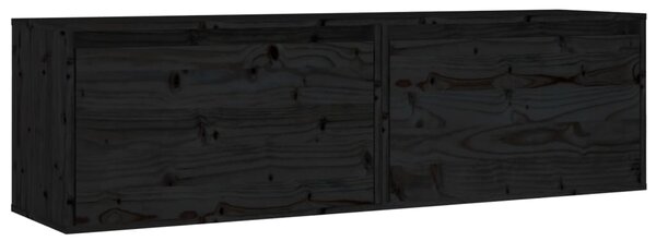 Dulapuri de perete, 2 buc., negru, 60x30x35 cm, lemn masiv pin
