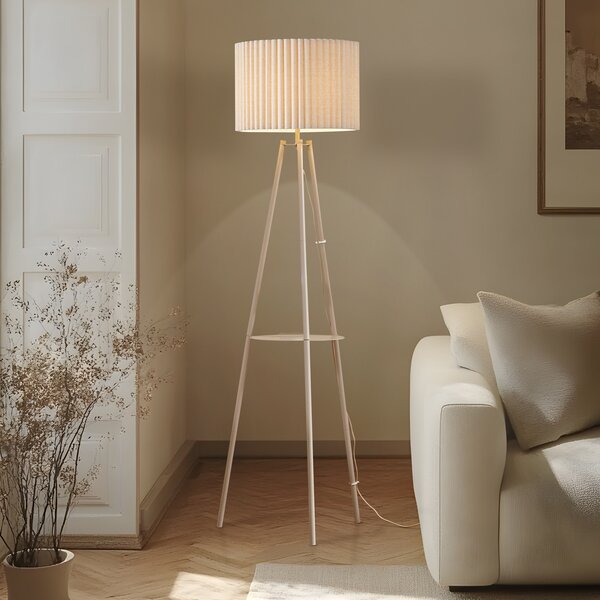 Lindby Lampadar tri-picior Libbie, 155 cm, in, culoare crem, Bej, Camera de zi / sufragerie, Țesătură / Textil, Scandinavă