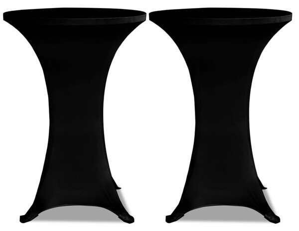 Husă de masă cu picior Ø70 cm, 2 buc., negru, elastic