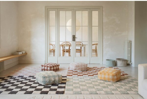 Covor roz deschis/crem lavabil/țesut manual din bumbac 120x160 cm Kitchen Tiles Rose – Lorena Canals