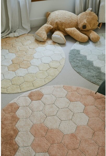 Covor roz deschis lavabil/țesut manual rotund din bumbac ø 140 cm Honeycomb Rose – Lorena Canals