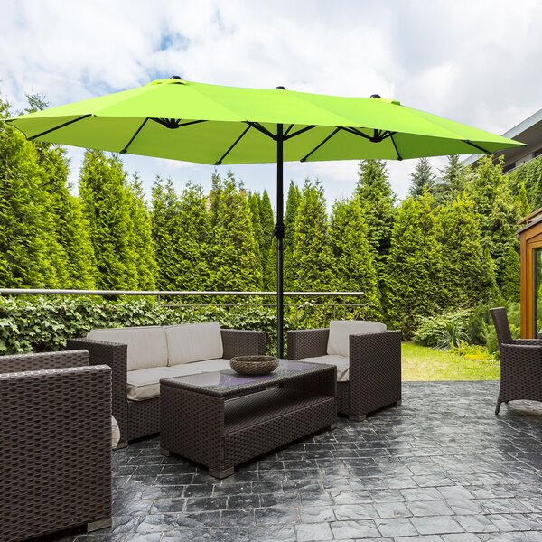 Outsunny Umbrelă de Grădină Verde Deschis cu Manivelă din Oțel și Poliester 460x270x240cm | Aosom Romania