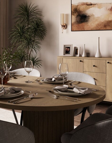 Masă de dining extensibilă Ovalio, stejar cremona (100-188 cm)