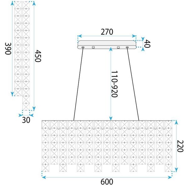 Lampă suspendată LED din cristal SWE073-CP 60cm Chrome