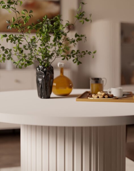 Masă de dining extensibilă Ovalio, bej nisipiu (100-188 cm)