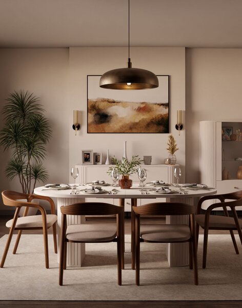 Masă de dining extensibilă Ovalio, bej nisipiu (100-188 cm)
