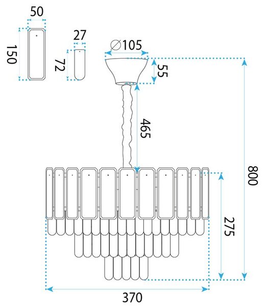Lampă suspendată din cristal SWE088-CP 40cm GOLD