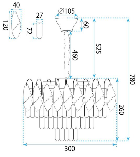 Lampă suspendată din cristal SWE078-CP 30cm GOLD