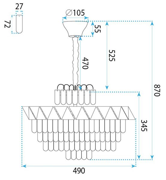 Lampă suspendată din cristal SWE076-CP 50cm GOLD