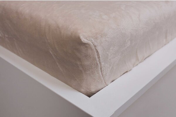 Cearceaf crem din microflanel cu elastic 180x200 cm Basic – Jerry Fabrics