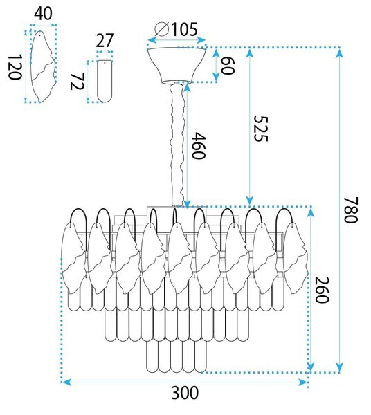 Lampă suspendată din cristal SWE077-CP 30cm Chrome