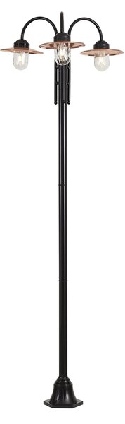 Lampă modernă de exterior neagră cu cupru 235cm 3 lumini IP44 - Kansas