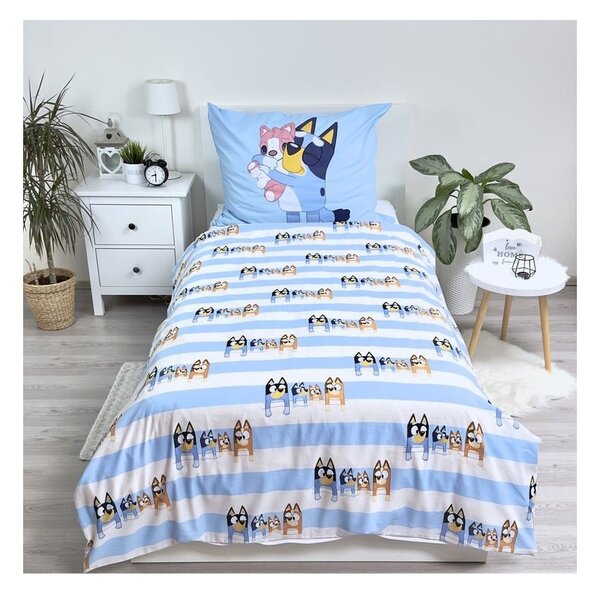 Lenjerie de pat pentru copii din bumbac pentru pat de o persoană 140x200 cm Bluey – Jerry Fabrics