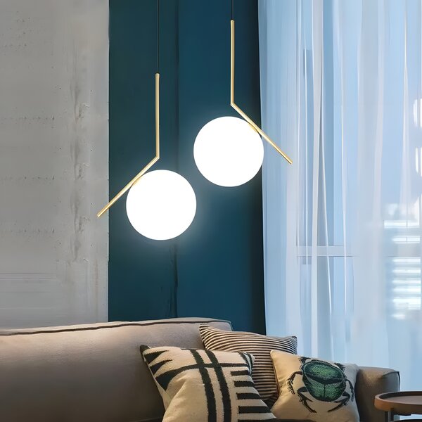 Lampă de tavan suspendata din sticlă aurie alba G106-1W Gold White