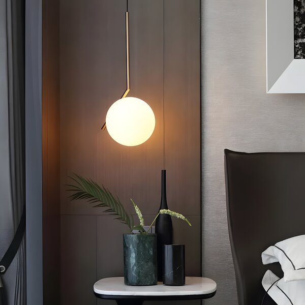 Lampă de tavan suspendata din sticlă aurie alba G106-1W Gold White