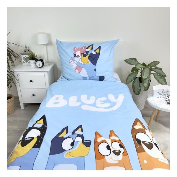 Lenjerie de pat pentru copii din bumbac pentru pat de o persoană 140x200 cm Bluey – Jerry Fabrics