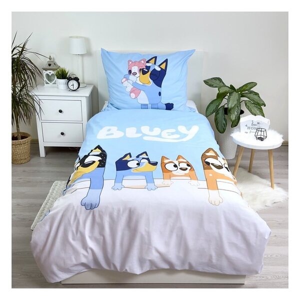 Lenjerie de pat pentru copii din bumbac pentru pat de o persoană 140x200 cm Bluey – Jerry Fabrics