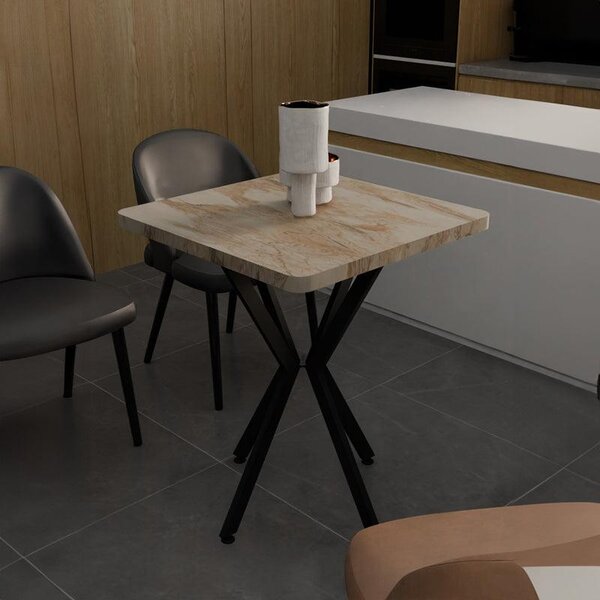 Masa Prestone, marmura neagra-metal, 70x70x75 cm