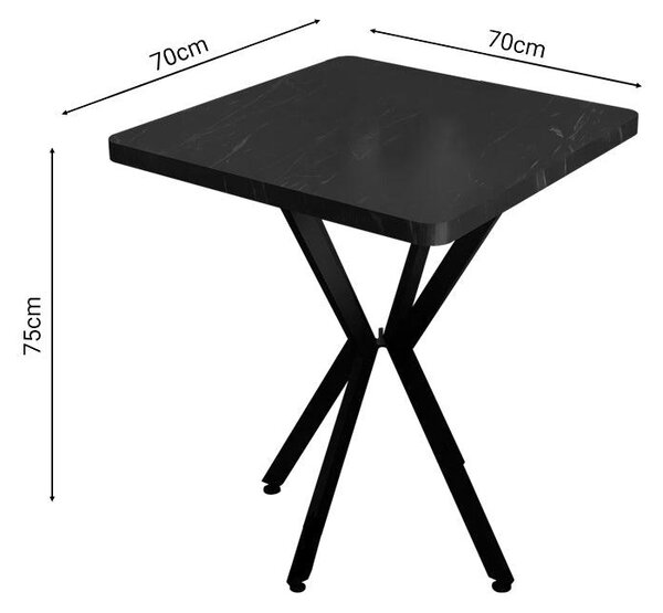 Masa Prestone, marmura neagra-metal, 70x70x75 cm
