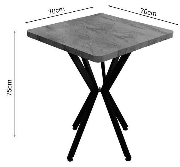 Masa Prestone, marmura neagra-metal, 70x70x75 cm