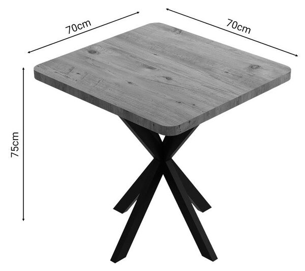 Masa Prestone, marmura neagra-metal, 70x70x75 cm