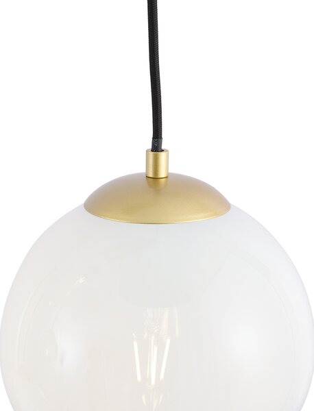 Lampă suspendată Hotel Chic alamă cu sticlă albă rotundă cu 7 lumini - Misty