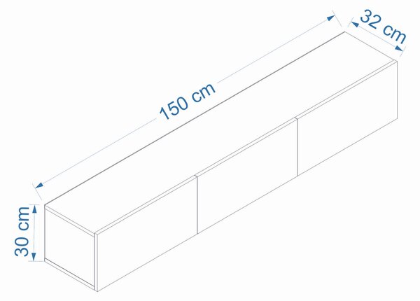 Comoda West, Gri - Alb, 150x32 cm