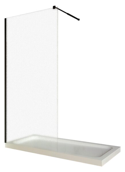 Perete dus / Paravan walk in, sticla sablata, 6 mm, profil negru mat, tija extensibila 800 x 2000 mm
