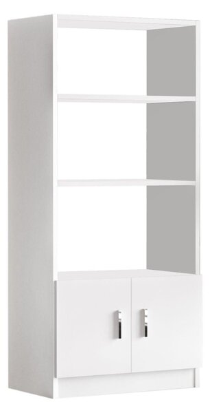 Biblioteca Farya cu 2 usi si 4 rafturi, Alb, 64x140x36 cm