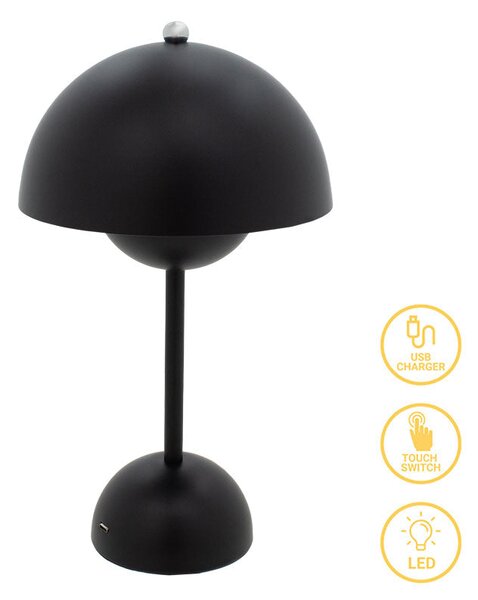 Veioza Creative LED, Alb - Negru, D18x30 cm