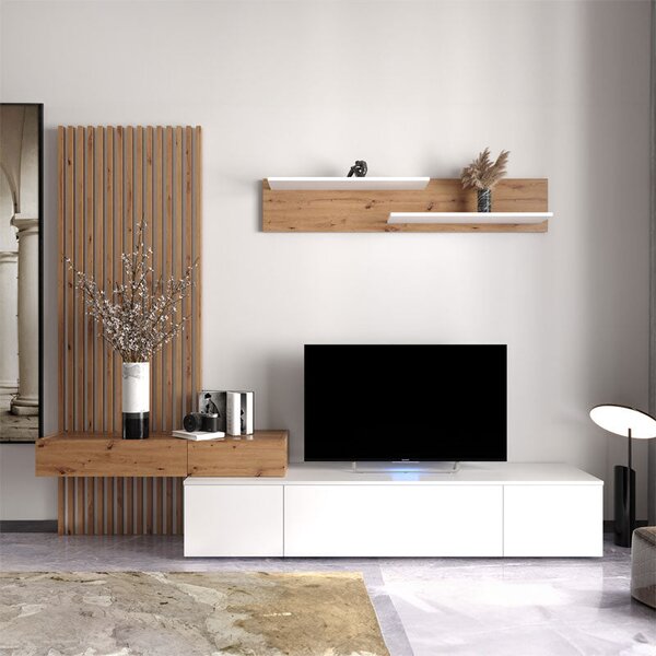 Comoda TV Litende Lux cu Riflaj, Diverse culori, 250x42x200 cm, 42x250 cm