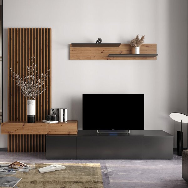 Comoda TV Litende Lux cu Riflaj, Diverse culori, 250x42x200 cm, 42x250 cm