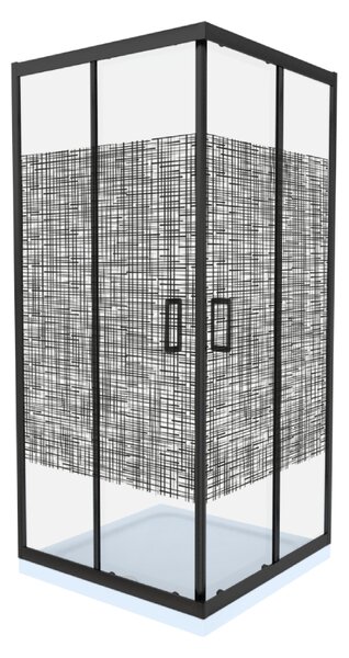 Cabina de dus Celesta Titan, patrata, 800 x 800 x 1900 mm, sticla cu model Lines 104, 6 mm, profil negru