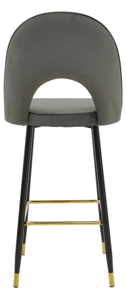 Scaun de bar Casenio bej de catifea-negru-auriu cu baza metalica, 48x50x117 cm