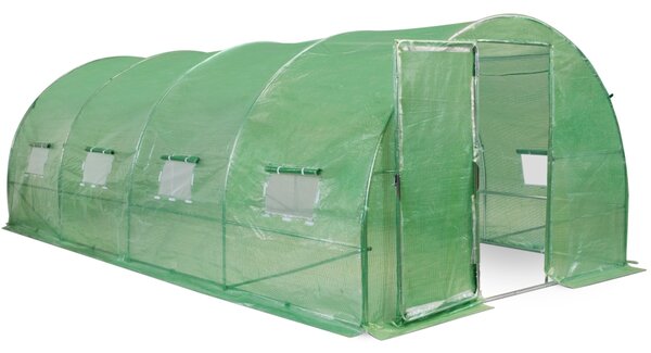 Tunel din folie cu cadru metalic 3x6m verde cu ușă Garden Point