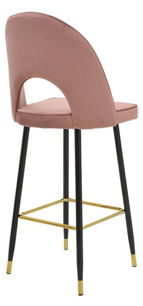 Scaun de bar Casenio bej de catifea-negru-auriu cu baza metalica, 48x50x117 cm