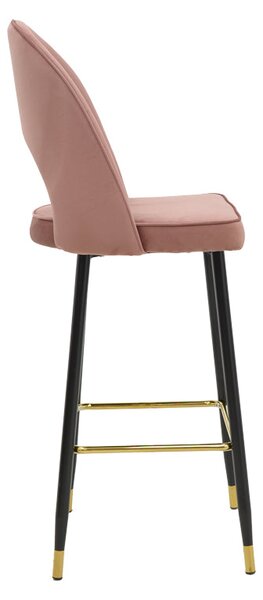 Scaun de bar Casenio bej de catifea-negru-auriu cu baza metalica, 48x50x117 cm