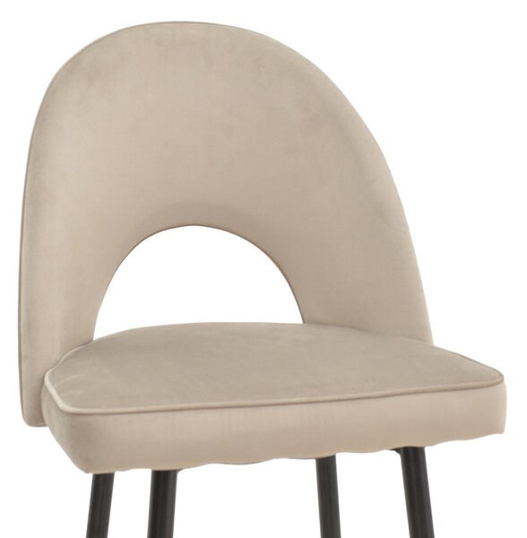 Scaun de bar Casenio bej de catifea-negru-auriu cu baza metalica, 48x50x117 cm